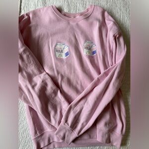 The Little Milk Bar Pink Milk Carton Graphic Sweater